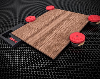 GRPT Magnetic Laser Bed Clamps | Screw-Down Honeycomb Hold Downs | Corner Registration Jig | Anti-Flashback Puck Set
