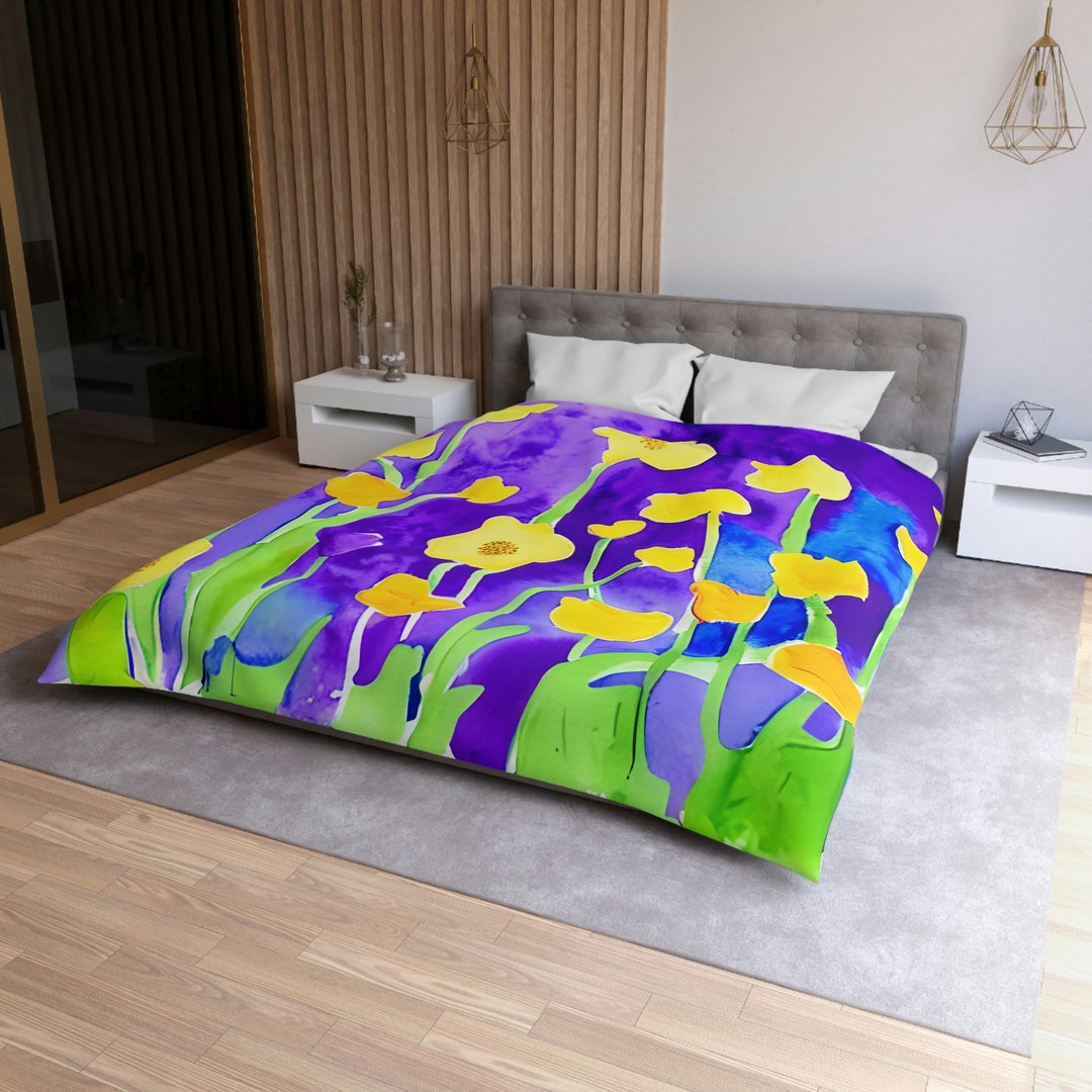 Floral Queen Quilt Cover Flower Microfiber Duvet Cover Etsy