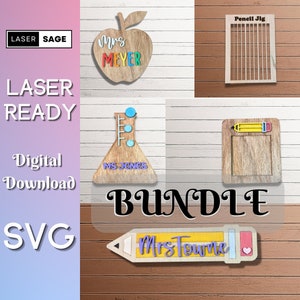 Teacher Gift Bundle |  Laser Ready Cut File SVG Glowforge XTool Ortur OMTech CNC Design File Instant Download