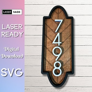 Ovaal chevron adresbord |  Laserklaar gesneden SVG-bestand Glowforge XTool Ortur OMTech CNC-ontwerpbestand direct downloaden