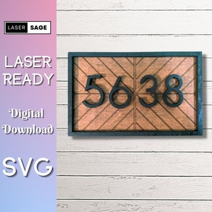 Double Chevron Address Sign | Laser Ready Cut File SVG Glowforge XTool Ortur OMTech CNC Design File Instant Download