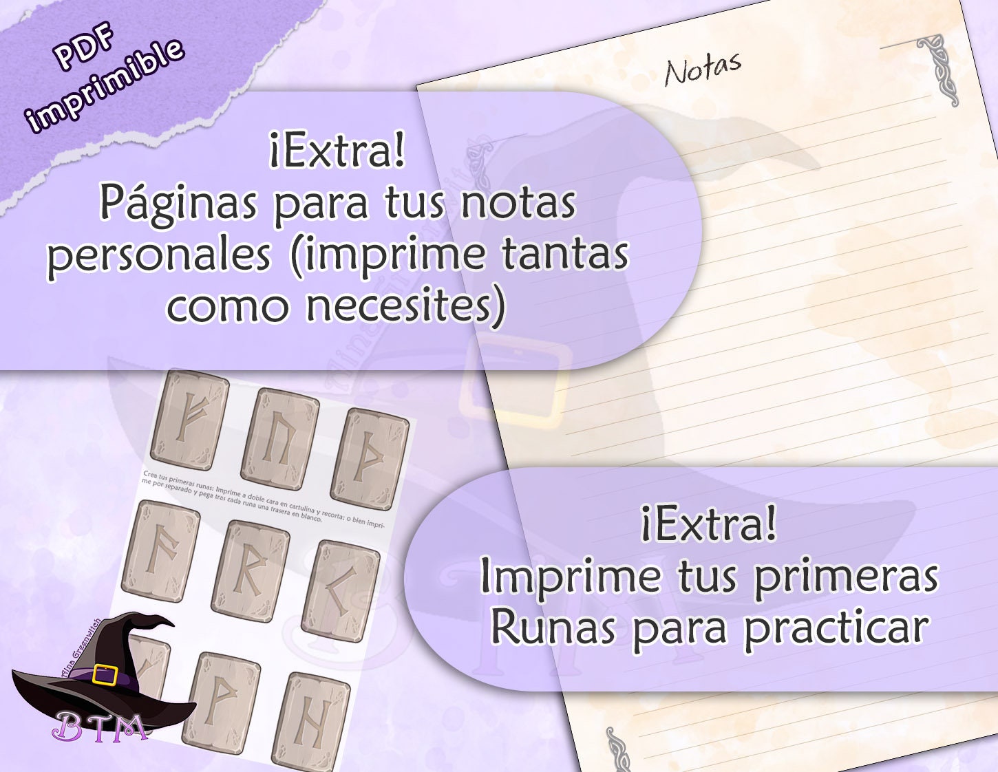 Runes Spread Journal Printable, Spanish Elder Runes Journal, Futhark ...