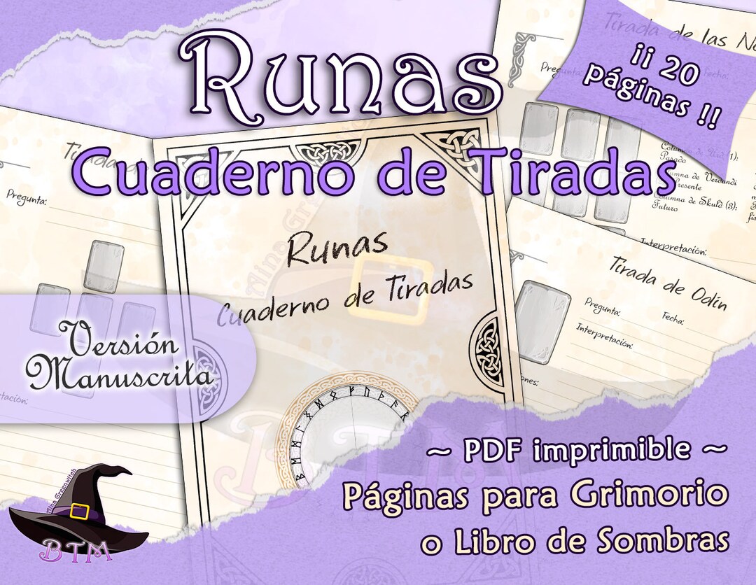 Runes Spread Journal Printable, Spanish Elder Runes Journal, Futhark ...