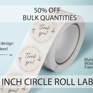 2 Inch Circle Labels On Roll | Product Labels | Weatherproof Labels | BOPP | Free Shipping
