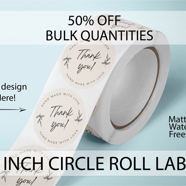 2 Inch Circle Labels On Roll | Product Labels | Weatherproof Labels | BOPP | Free Shipping