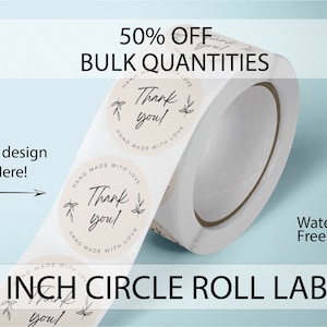 2 Inch Circle Labels On Roll | Product Labels | Weatherproof Labels | BOPP | Free Shipping