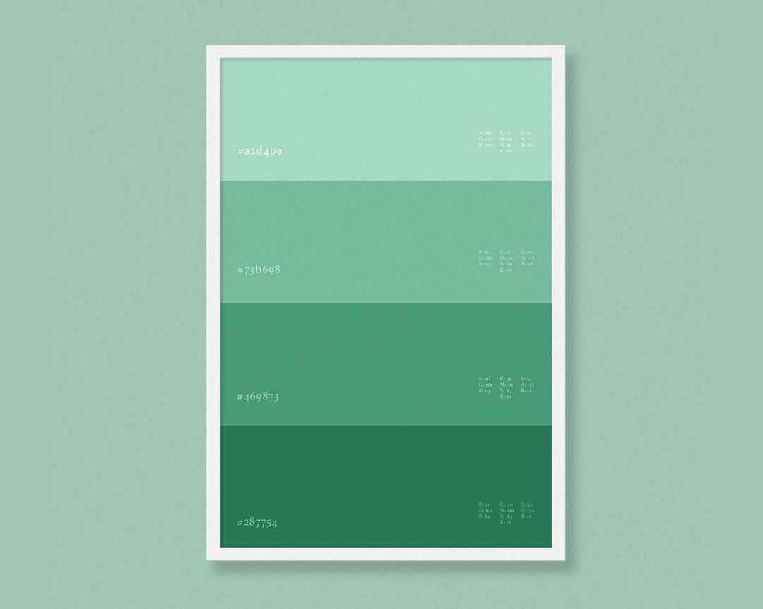 Modern Green Color Palette Emerald Art Poster Shades of Etsy.de