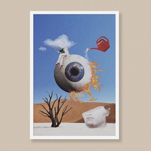 Surreal Art, &quot;Drought&quot;, Trippy Poster, Retro Print, Vintage, Psychedelic, Trippy, Contemporary Art, Instant Download, Printable Art