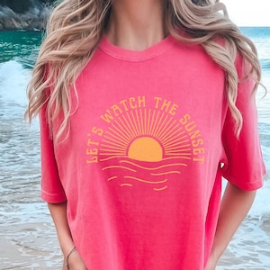 COMFORT Watch the Sunset Shirt Trendy Top for Teens Coconut Girl Clothes Beachy TShirt Coconut Girl Aesthetic Tee Vintage Style Preppy Stuff