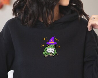 Halloween Hoodie Frog Hoodie Witch Hoodie Frog Shirt Frog Sweatshirt Witchy Sweatshirt Halloween Clothes Witch Clothing Witchy Stuff
