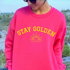 Stay Golden Sunset Sweatshirt Kokosflickakläder Solnedgång Rund hals Preppykläder Tonåringar Kokosflickaskjorta Strandtröja Tonårsflicka Gi