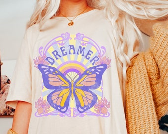 Dreamer Butterfly Top Bell & Canvas Tee Moth Shirt Moth Shirt Art Nouveau Shirt Cottage Core Shirt Fairy Core Ropa Fairycore Shirt