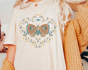 Moth Shirt Goblincore Shirt Fairy Core Clothes Light Academia Shirt Goblincore Clothing Witchy Clothes Dark Academia Shir Cottage Core Shirt