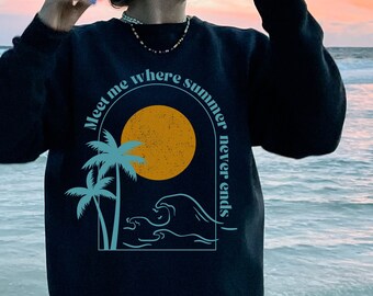 Sunset Sweatshirt Beachy Sweatshirt Crewneck Aesthetic Clothes Summer Clothes Summer Sweatshirt 90's Retro Beach Lover Shirt Preppy Clothes