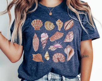 Mermaidcore Seashell camicia cocco ragazza vestiti granola ragazza cocco ragazza camicia biologia marina camicia Surfer ragazza scuro Academia camicia tshirt