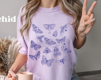 Moth Shirt Entomologie Shirt Fairy Core Kleding Granola Girl Luna Moth Shirt Goblincore Kleding Biologie Shirt Lunar Moth Dark Academia shirt