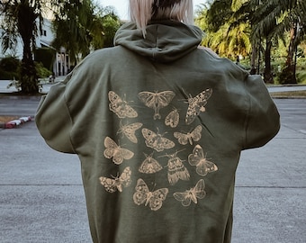 Moth Hoodie Butterfly Sweatshirt Luna Moth Shirt Fairy Core Clothes Goblincore Clothing Biology Shirt Witchy Hoodie Goblincore Sweater Lunar