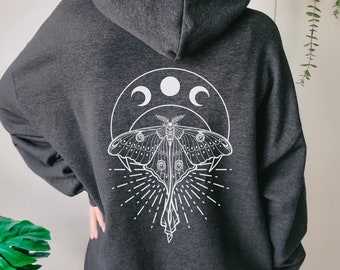 Moth Hoodie Butterfly Sweatshirt Luna Moth Shirt Witchy Hoodie Butterfly Hoodie Dark Light Academia Shirt Lunar Moth Whimsigoth Shirt