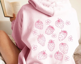 Erdbeer Hoodie Erdbeer Sweatshirt Erdbeer Pullover Erdbeer Shirt Erdbeer Top Cottagecore Hoodie Cottage Core Fruit Shirt