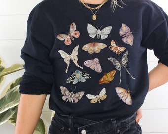 Moth Sweatshirt Butterfly Sweatshirt Luna Moth Shirt Fairy Core Clothes Goblincore Clothing Biology Shirt Goblincore Sweater Lunar Moth Shir