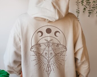 Moth Hoodie Schmetterling Sweatshirt Luna Moth Shirt Witchy Hoodie Schmetterling Hoodie Dark Academia Shirt Lunar Moth Light Academia Shirt