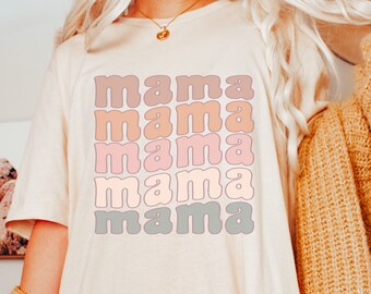 Retro Mama Shirt, Vintage Mama Tshirt, Retro Wavy Text Mama T-Shirt, Vintage Mom Shirt, Trendy Mom Life Shirt, Gift for Mom, Mom Gift
