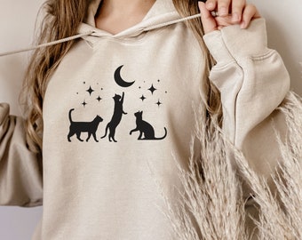 Black Cat Sweatshirt Halloween Hoodie Halloween Cat Shirt Cat Themed Gifts Cat Halloween Shirt Halloween Clothes