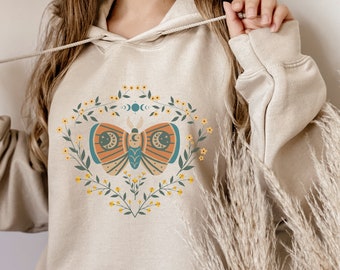 Moth Hoodie Moth Sweatshirt Butterfly Sweatshirt Cottagecore Hoodie Goblincore Sweater Witchy Hoodie Witchy Stuff Butterfly Hoodie Moth Shir