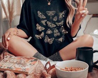 Nachtvlinder Shirt Biologie Shirt Granola Meisje Luna Moth Shirt Fairy Core Kleding Lunar Moth Goblincore Shirt Whimsigoth Kleding Cottage Core Shirt