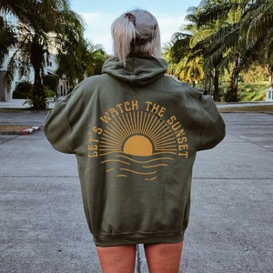 Låt oss titta på solnedgången hoodie solnedgångströja preppy kläder skjorta tonårsflickor presenter preppy grejer kokosflickakläder strandhoodie