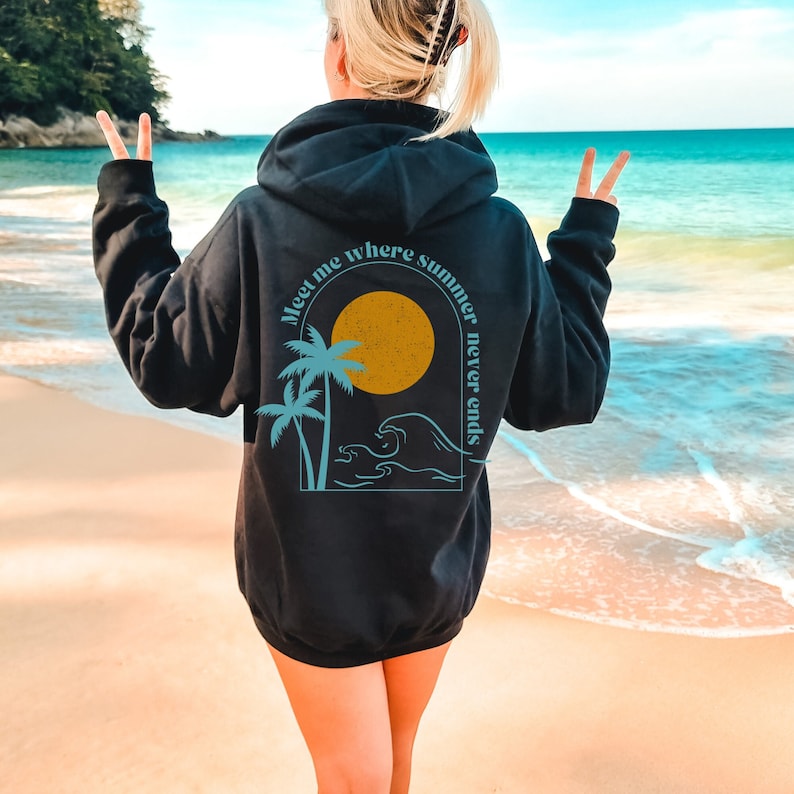 Sunset Hoodie Hel Dragkedja Dam Preppy Sunset Sweatshirt Jacka Strandtröja Surf Hoodies Kokosnöt Flickakläder Sommarkläder bild 1