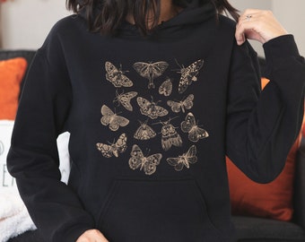 Moth Hoodie Goblincore Sweater Luna Moth Shirt Fairy Core Clothes Butterfly Sweatshirt Goblincore Clothing Biology Shirt Witchy Hoodie