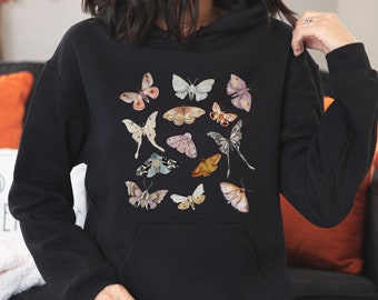 Moth Hoodie Fairy Core Clothes Goblincore Sweater Butterfly Sweatshirt Luna Moth Shirt Biology Shirt Goblincore Clothing Witchy Hoodie