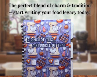 Blue Family Cookbook Handmade Recipe Journal Kitchen Keepsake Gift Blank Recipe Book Heirloom Cooking Notebook for Home Cooks