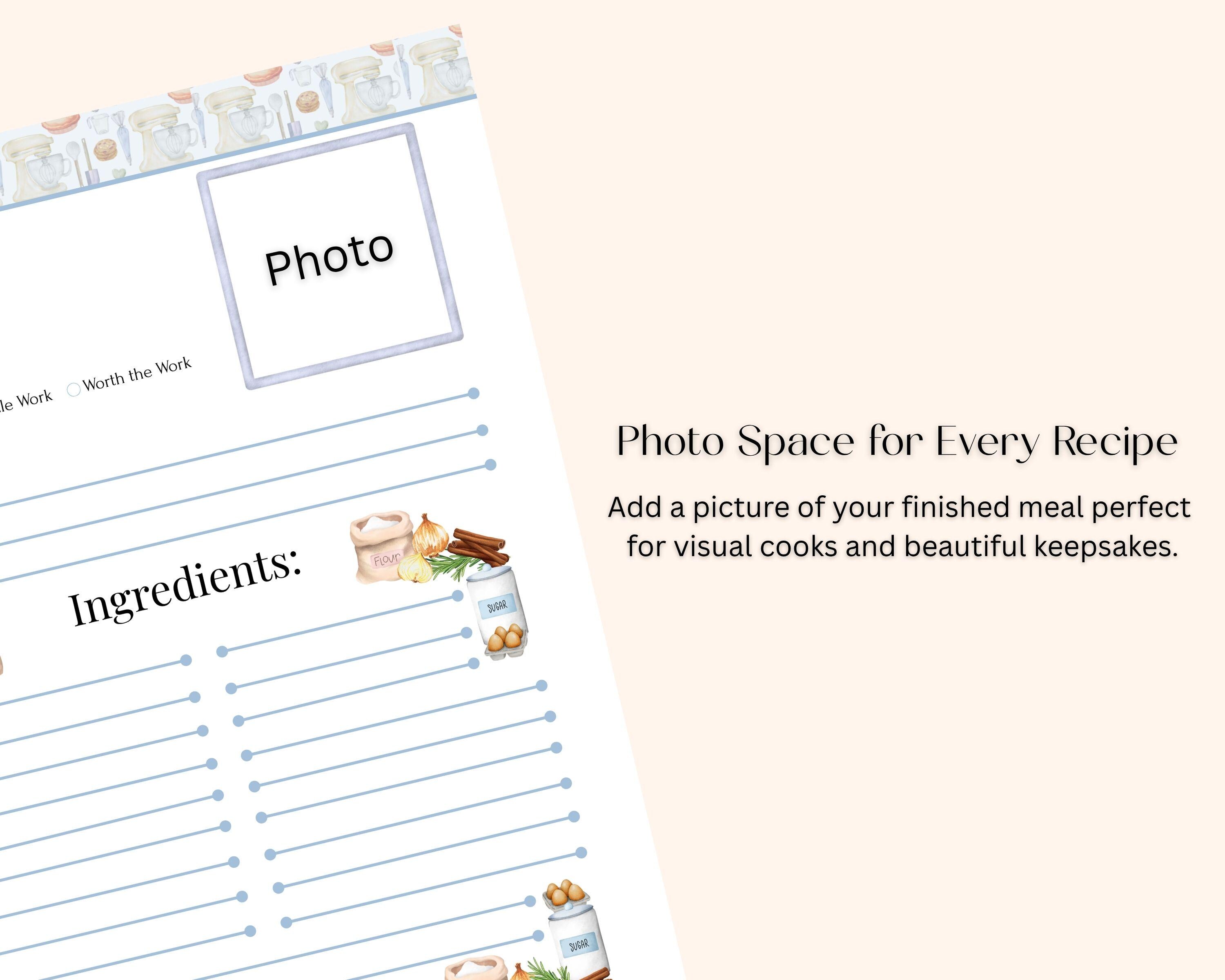 Printable Cookbook PDF Fillable Recipe Journal Digital Recipe Binder A4 ...