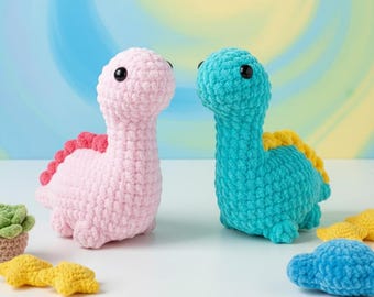 Brachiosaurus Crochet Pattern, Amigurumi Dinosaur Tutorial, Cute Plushie Couple DIY, Soft Chenille Toy Project, Digital Download