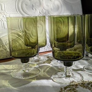 13 oz. Vintage Textured Sage Green Glass (Set of 6)