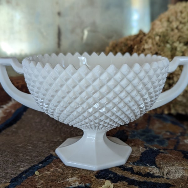 Large Westmoreland English Hobnail Milk Glass Loving Cup