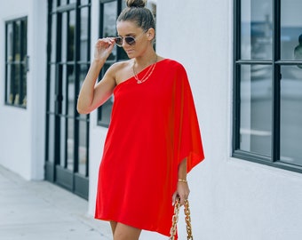 Red One Shoulder Dress