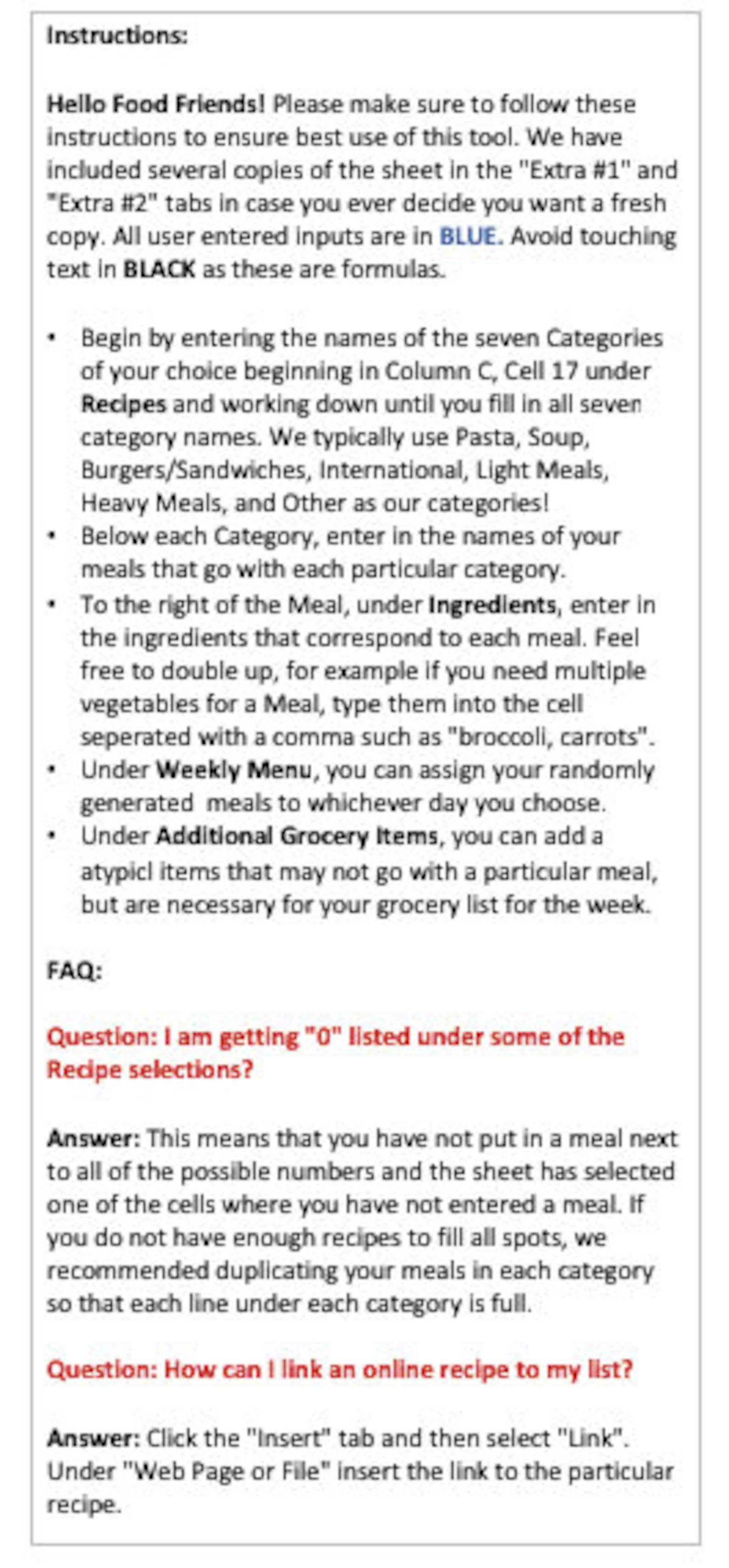 Random Meal and Grocery List Generator - Etsy