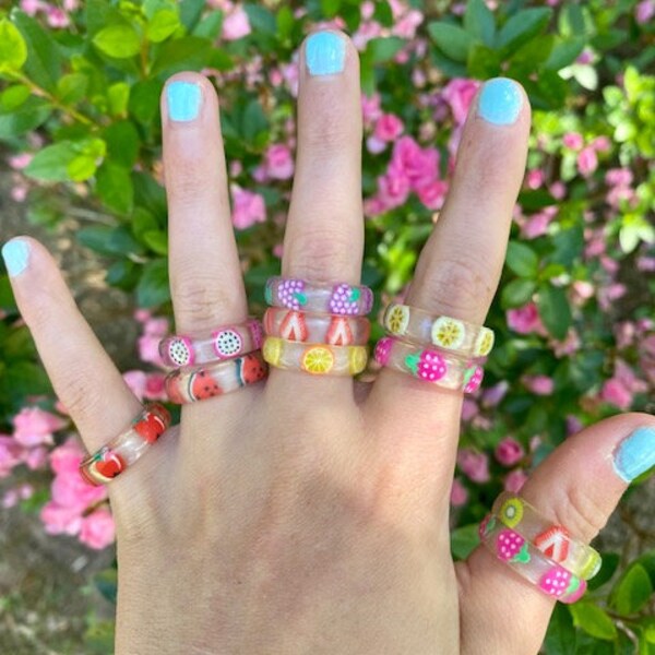 Fruit Rings, Cute Rings, Resin Fruit Rings, Resin Rings, Unique Rings