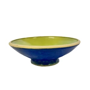 Handgetöpferte Keramik Schale mit leuchtend blauer und grüner Glasur - Sehr guter Zustand