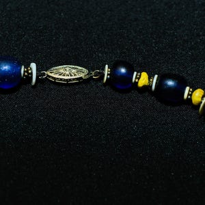 Vintage African Trade Beads Necklace with Cobalt Blue and Yellow Glass Beads | Handcrafted Glass Bead Necklace in African Trade Style