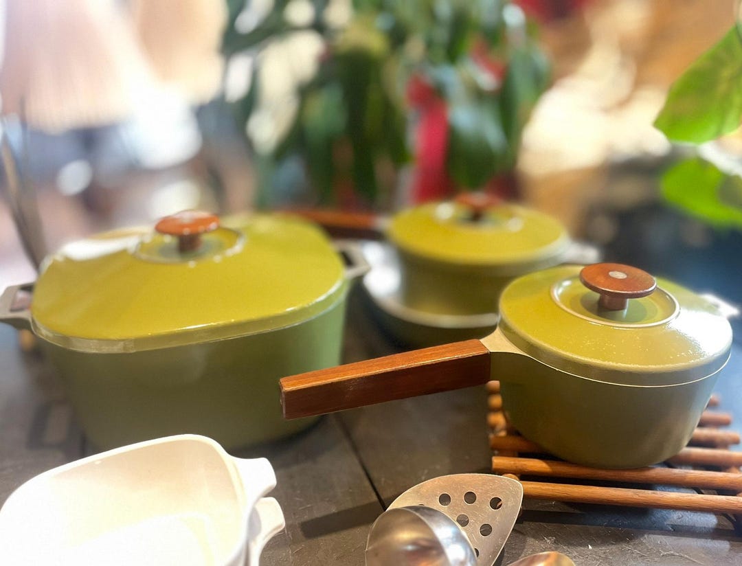 Vintage Jcpenney Cookware Set 7 Pieces, Avocado Green, 1960s1970s