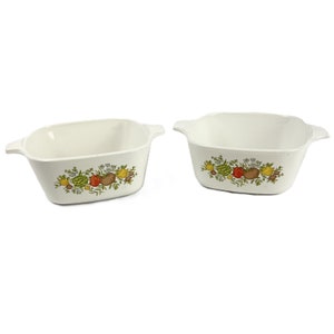 Vintage Corning Ware Spice of Life Casserole Dish Set, 1.5 Qt, French Spice Pattern, 1970s Kitchenware