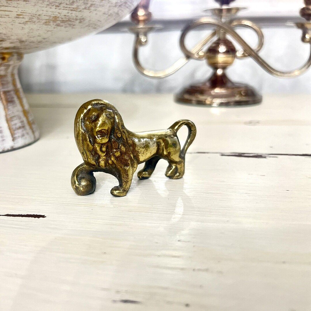 Rare Vintage/antique Solid Brass Lion Figurine - Etsy