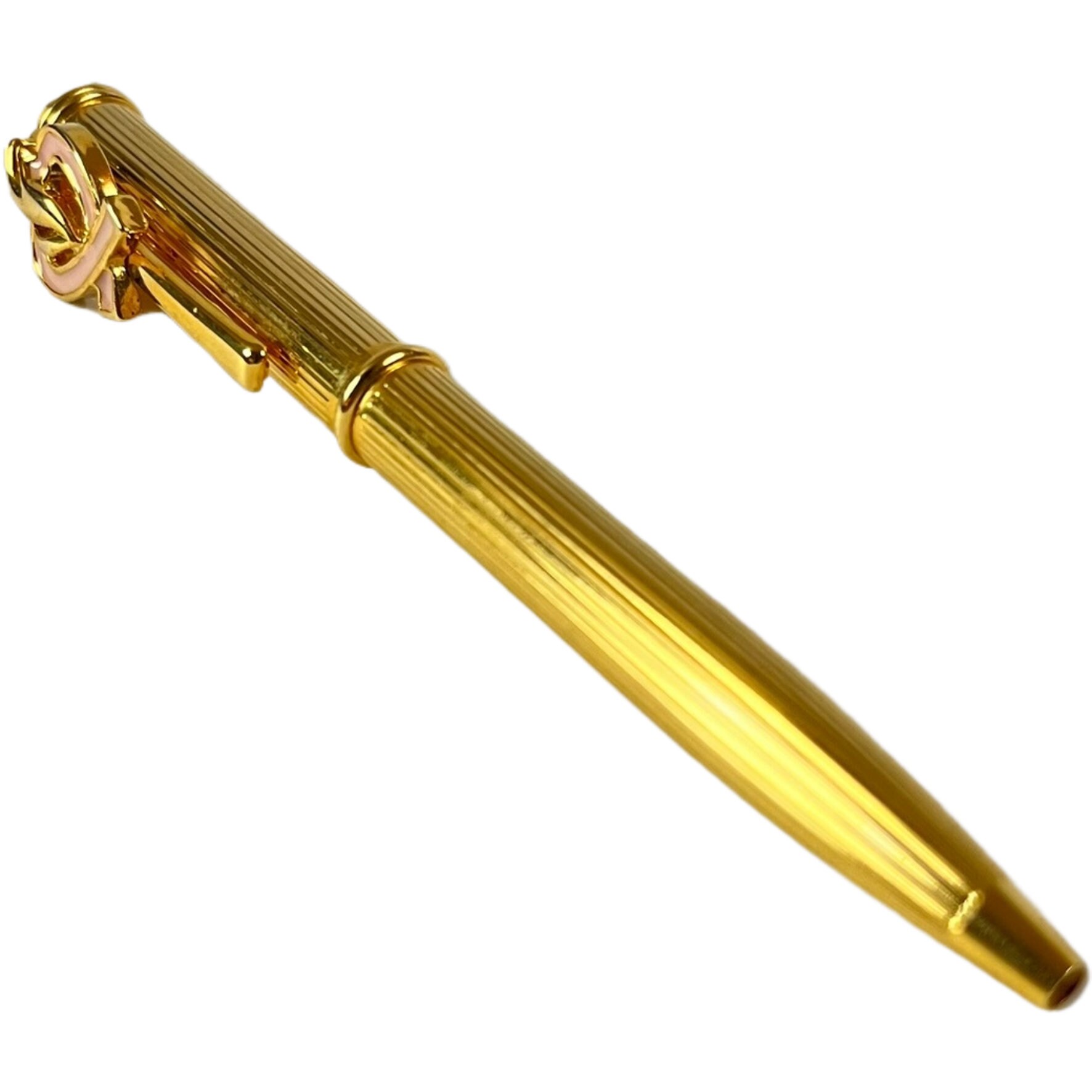 Vintage Gold-Tone Ballpoint Pen with Ribbon & Heart Clip – Luxurious Writing Instrument