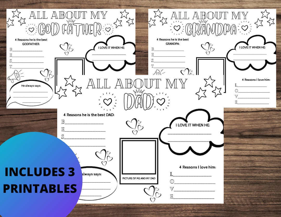 FATHERS DAY/ Birthday CRAFT All About My Dad Fill in the Blanks and ...