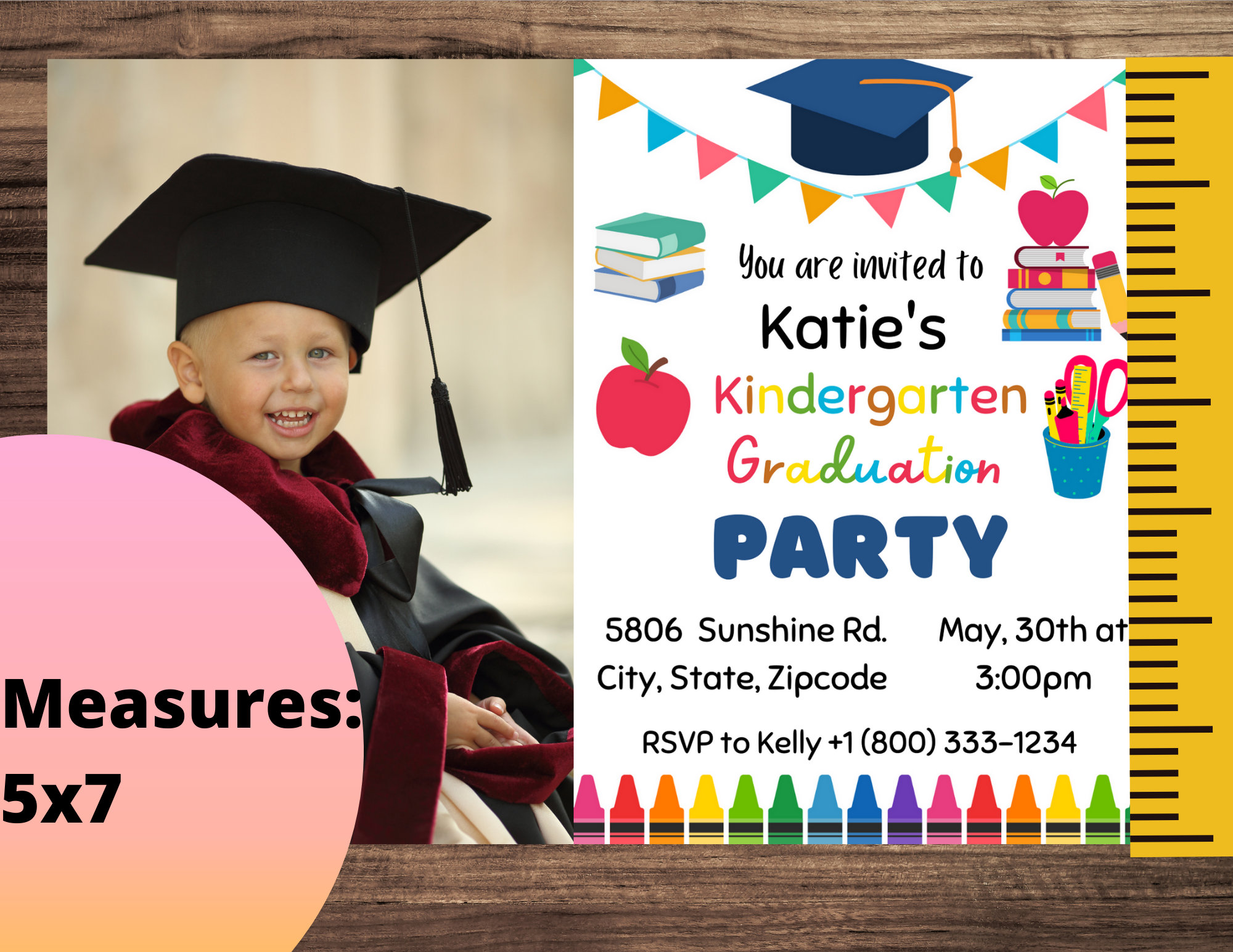 Kindergarten Graduation Invitation, Preschool Pre K Graduation Ceremony ...