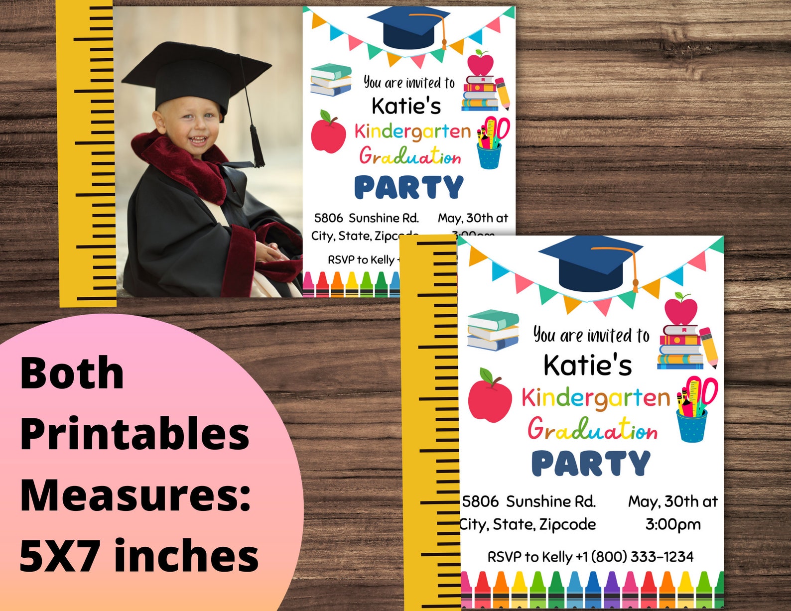 Kindergarten Graduation Invitation Bundle, Preschool Pre K Graduation ...